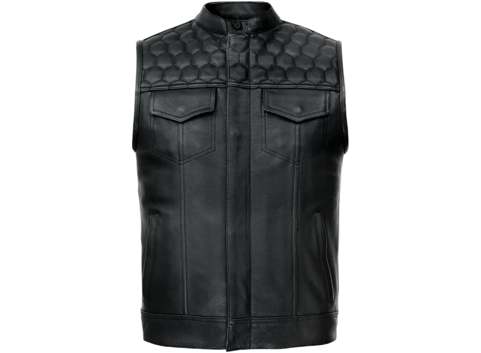 Black Quilted Shoulders Vest Honeycomb Style Vest for Women - Image 3