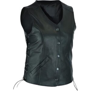 leather vest with snap front closed