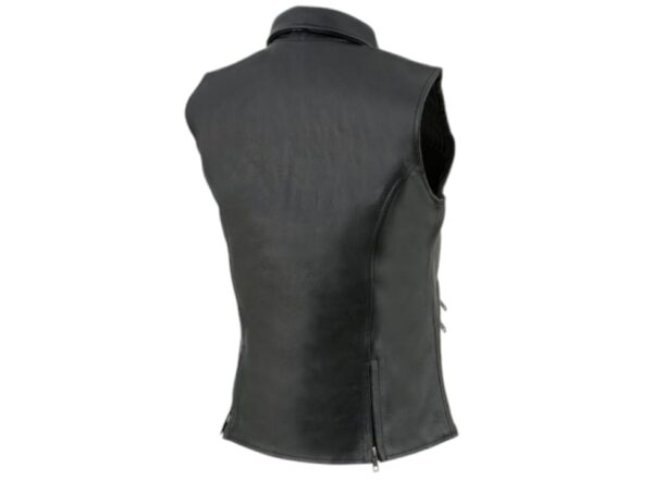 2 side zips on back side of the leather biker vest shirt