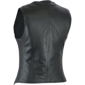 Black Leather Zipper Vest on side panel is stretchable