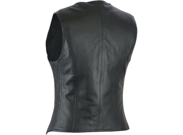 Black Leather Zipper Vest on side panel is stretchable