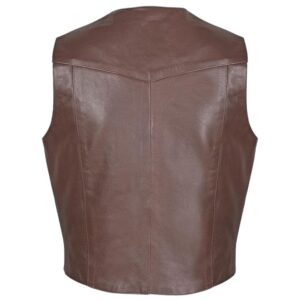 back side of brown leather vest for womens