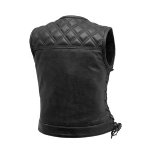 Perforated Biker Vest on back side quilted and on close side with laces