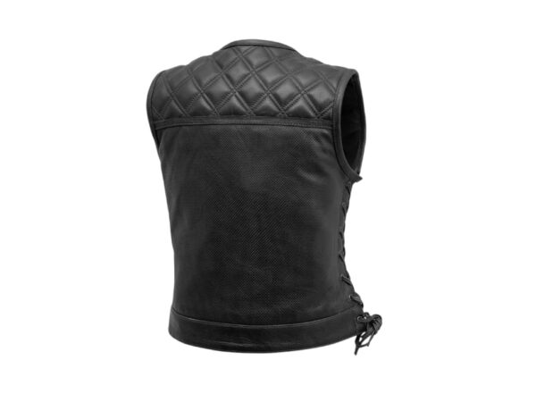 Perforated Biker Vest on back side quilted and on close side with laces