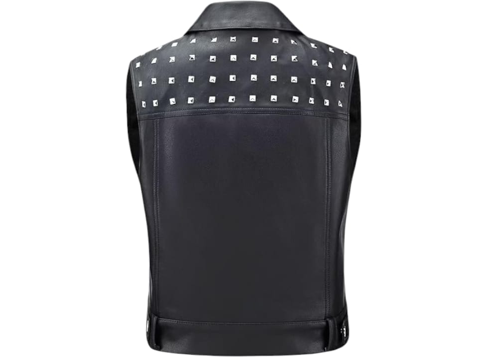 vest with studs on back side of the leather vest