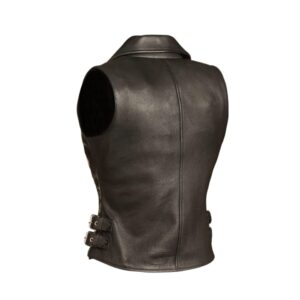 Sexy Goddess Leather Vest back side with 2 buckle on each side