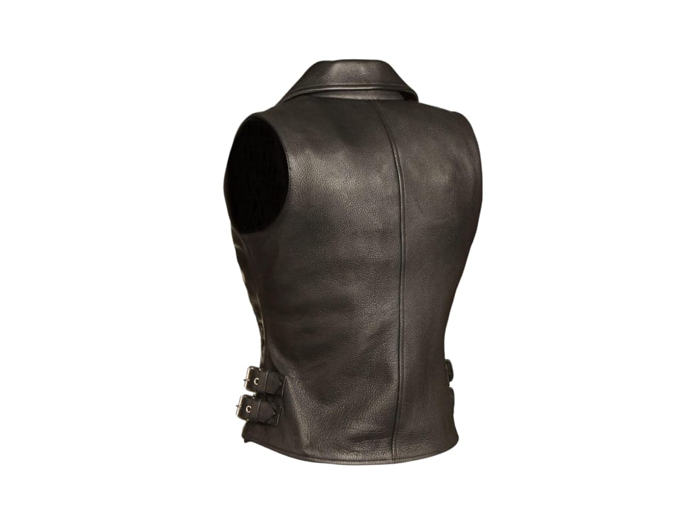 Sexy Goddess Leather Vest back side with 2 buckle on each side